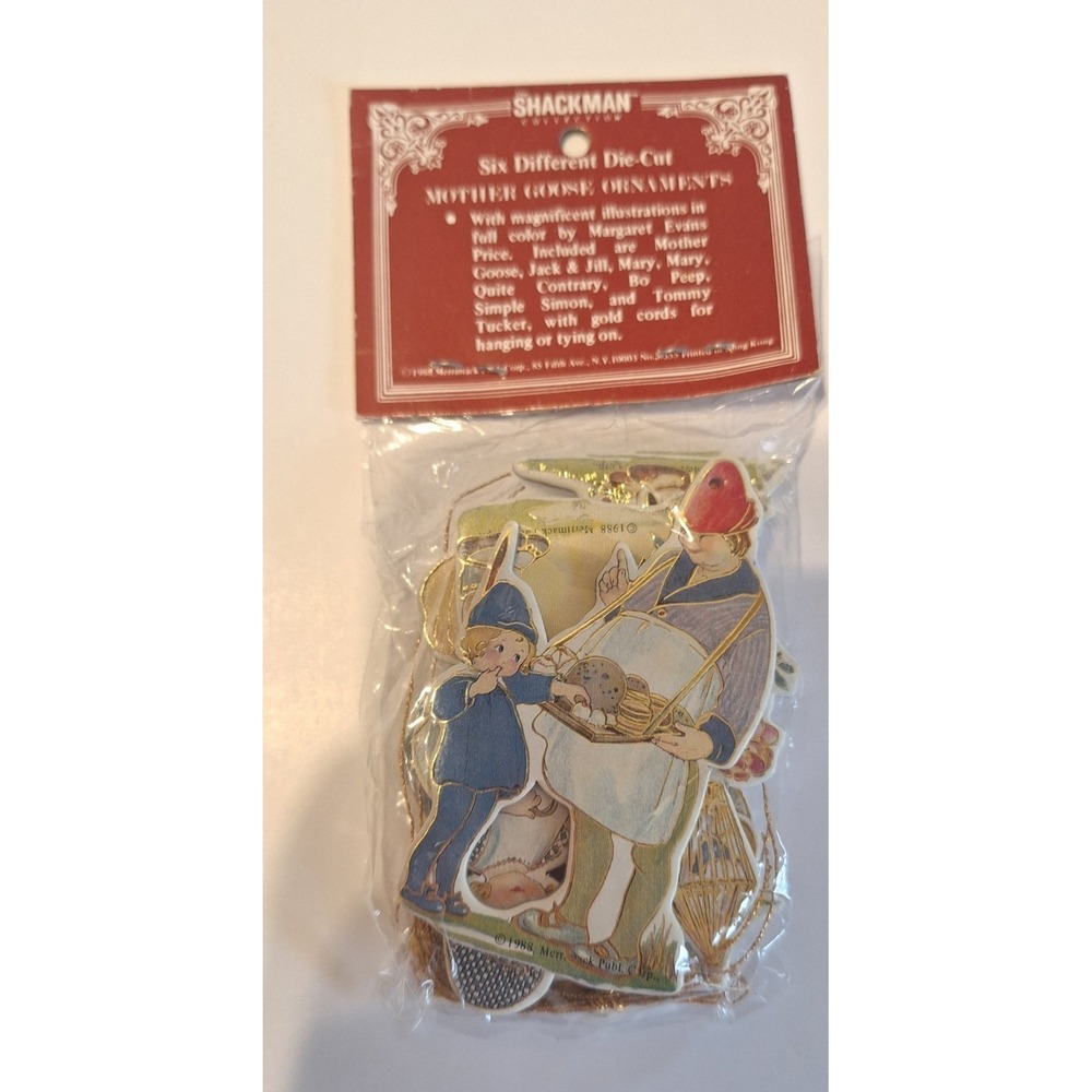 Shackman Die Cuts Mother Goose ornaments six different vintage Hong Kong